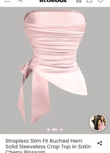 Strapless Slim Fit Ruched Hem Solid Sleeveless Cro
