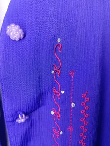 Stylish Blue Embroidered Collared Shirt
