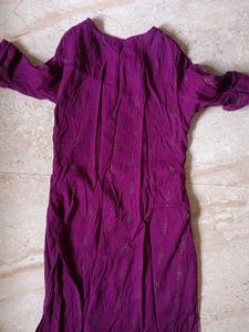 Purple Embroidered Kurta with Palazzo Pants
