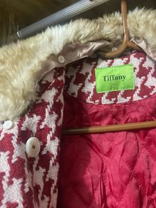 Tiffany Houndstooth Coat Faux Fur Trim