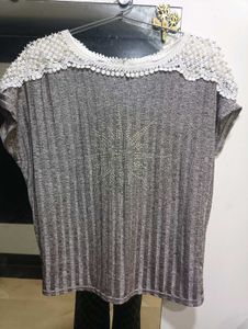 Women's Lace Trim Knit Top