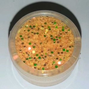 Golden Sunflare Mirror Glass Shine Seqins Nail Art