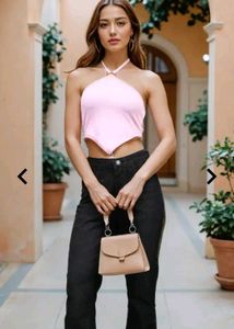 modern western dress || Pink Halter Crop Top || Ho