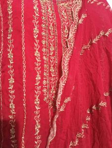 beautiful dark pink💕 kurti with duppatta and pent