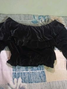 Black Velvet Off-Shoulder Top