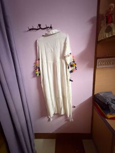 bohemian Embroidered White Tassel Dress