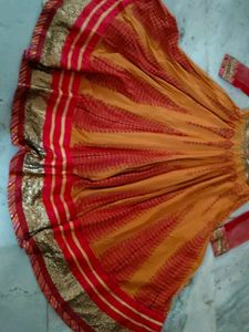 Orange Anarkali Gown with Dupatta