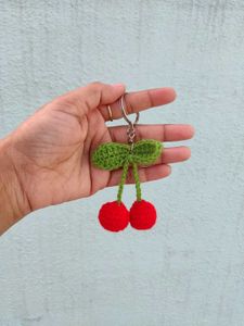 Crochet Cherry Keychain