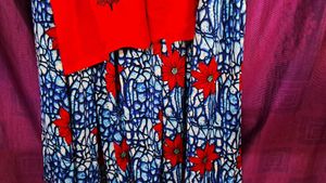 Red Kurta with Blue Printed palazzo