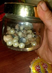 Unique Jar of Seashells and Pearls