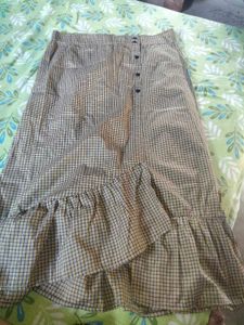 Plaid Ruffle Midi Skirt