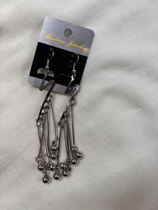 Silver Tone Dangling Ball Drop Earrings