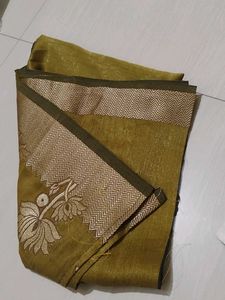 Beautiful Olive Green Saree with Floral Border....