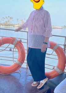 Pink Polka Dot  Blouse With Ruffle Sleeves