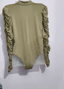 Chic Ruched Sleeve Bodysuit