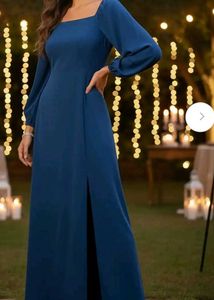 BERRYLUSH WOMEN SOLID BLUE MAXI DRESS 👗
