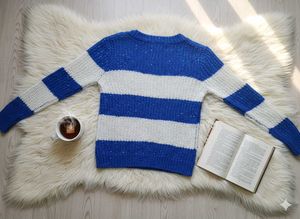 Striped Blue &amp; White Knit Sweater