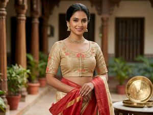 Elegant Embroidered Silk Saree Blouse(unstitched)
