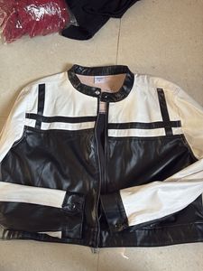 Stylish Black & White Faux Leather Jacket