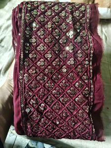 Maroon Embroidered lace