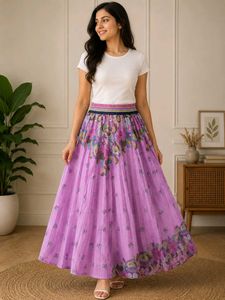 Boho Floral Pleated Skirt