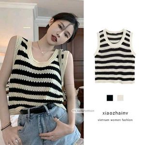 Striped Sleeveless Knit Crop Top