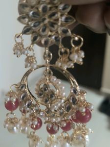Peora Red White Danglers