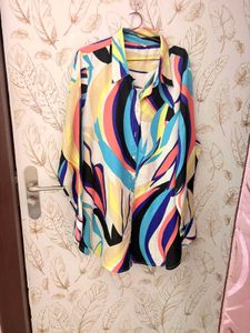 Vero Moda Vibrant Abstract Print Button-Up Shirt