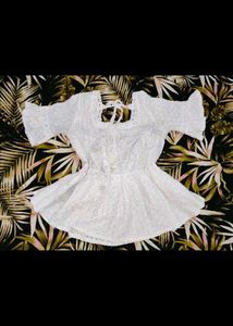 Chic White Lace Peplum Top