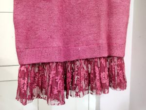 Imported pink long-sleeved sweater dress