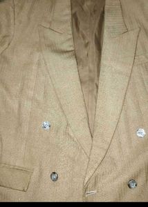 Men's Beige Double-Breasted Blazer