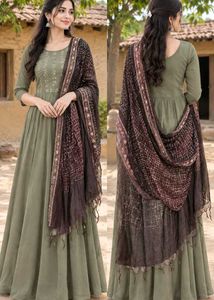 Embroidered Brown Dupatta