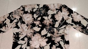 Floral Print Open Front Sequenced Blazer