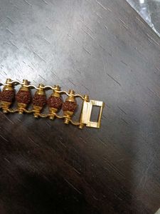 Elegant Rudraksha &amp; Gold Chain Bracelet