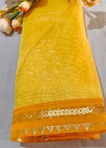 yellow colour Floral Print Saree