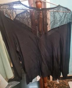 Elegant Black Lace Detail Top