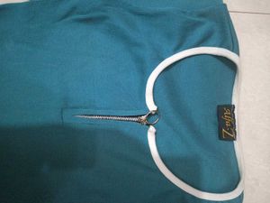 Teal Quarter Zip Long Sleeve Crop Top