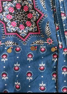 Elegant Blue Printed Kurta Set with Dupatta