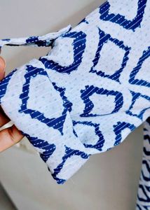 💠Blue &amp; White Shrug/Kurta in Geometric Print