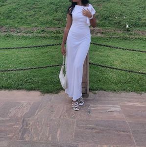 Elegant White Asymmetrical Dress