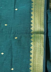 Dark Bottle Green Saree with Golden Zari Border