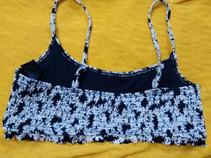 Daisy Print Smocked Crop Top