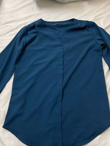 Elegant Teal V-Neck Blouse