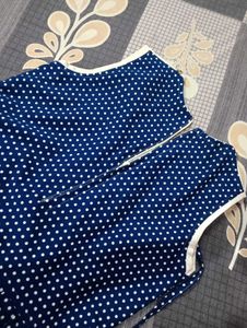 Adorable Blue Polka Dot Dress with Embellishments