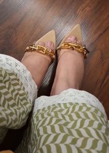 beige transparent heels