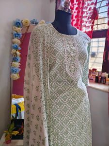 Green Block Print Kurta