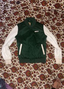Stylish Green & White Varsity Jacket unisex