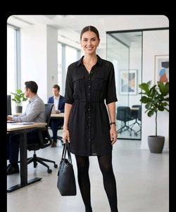 Chic Black Button-Down Shirt Dress