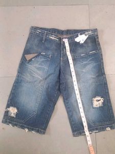 Distressed Denim Bermuda Shorts