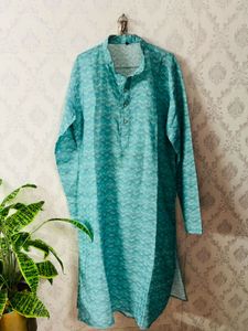 Men's Teal Printed Kurta